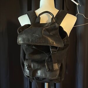 Black Leather Men's or women’s backpack